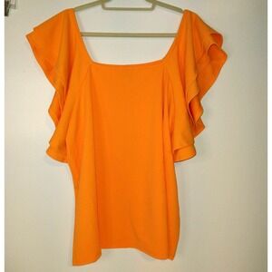 Cato Top Flutter Sleeve Blouse Sz 18/20 Bright Orange